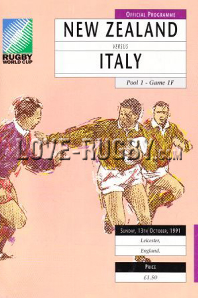 1991 Italy v New Zealand  Rugby Programme